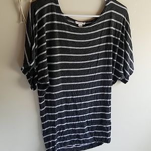Grey Striped Flowy Tee